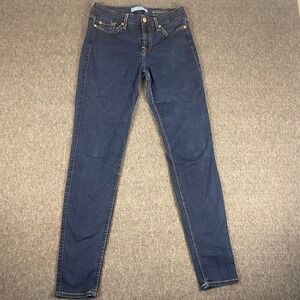 7 For All Mankind Womens The Skinny Jeans Blair Wash Dark Blue Size 26